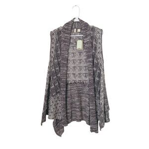 Anthropologie Moth  Vest Sweater Cardigan Draped Open Front Gray Womens XS/S NWT